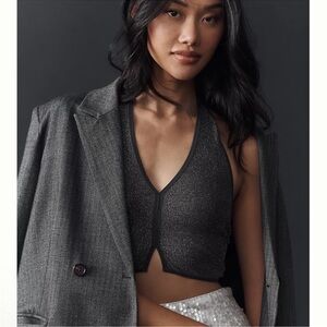 Anthropologie Black Sparkle Tank Top